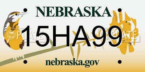 15HA99 Nebraska License Plate