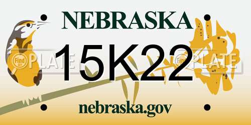 15K22 Nebraska License Plate
