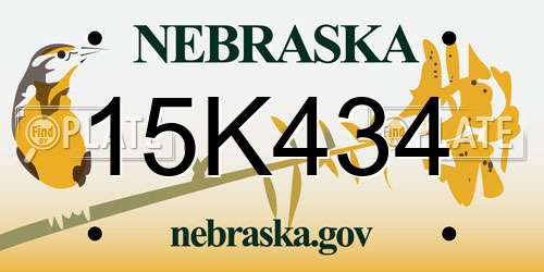 15K434 Nebraska License Plate