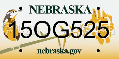 15OG525 Nebraska License Plate
