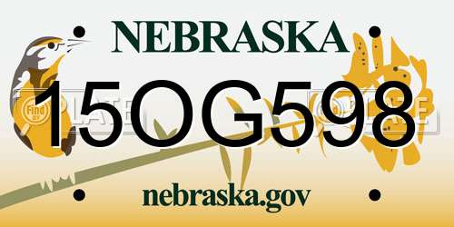 15OG598 Nebraska License Plate