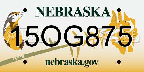 15OG875 Nebraska License Plate