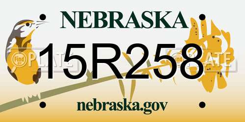 15R258 Nebraska License Plate
