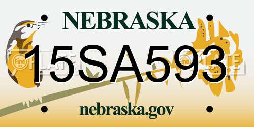 15SA593 Nebraska License Plate