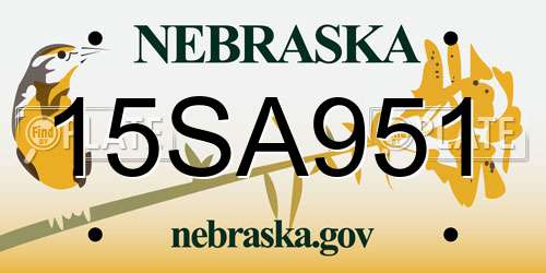 15SA951 Nebraska License Plate