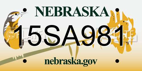 15SA981 Nebraska License Plate