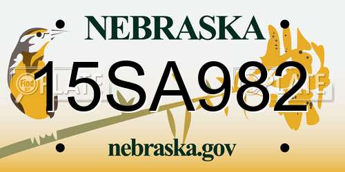 15SA982 Nebraska License Plate