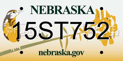 15ST752 Nebraska License Plate