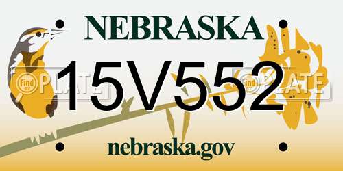 15V552 Nebraska License Plate