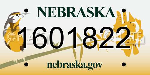 1601822 Nebraska License Plate