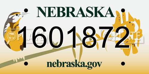1601872 Nebraska License Plate