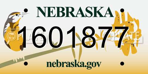 1601877 Nebraska License Plate