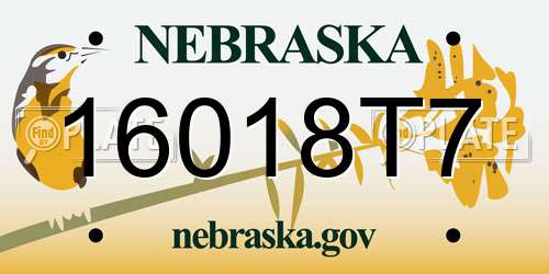 16018T7 Nebraska License Plate