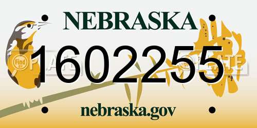 1602255 Nebraska License Plate