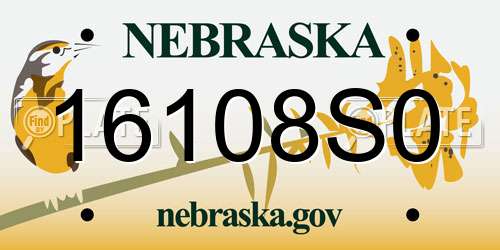 16108S0 Nebraska License Plate