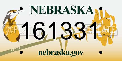 161331 Nebraska License Plate