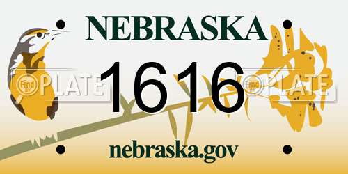 1616 Nebraska License Plate