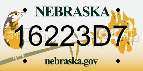 16223D7 Nebraska License Plate
