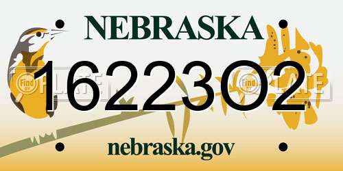 16223O2 Nebraska License Plate