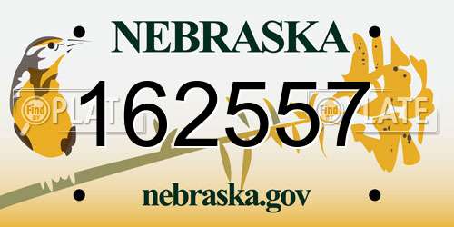 162557 Nebraska License Plate
