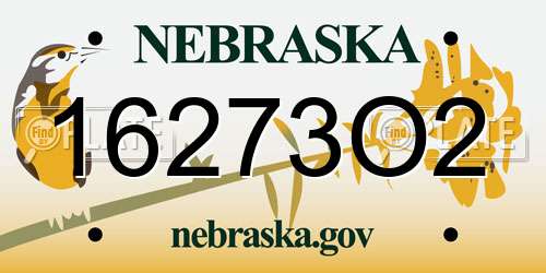 16273O2 Nebraska License Plate