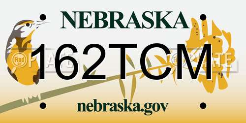 162TCM Nebraska License Plate