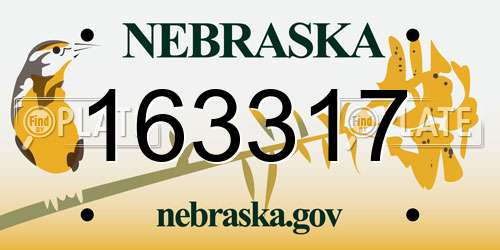 163317 Nebraska License Plate