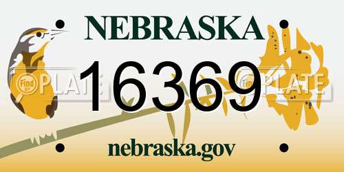 16369 Nebraska License Plate