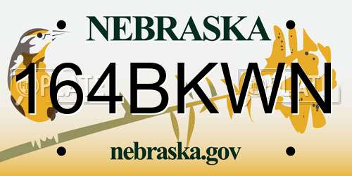 164BKWN Nebraska License Plate
