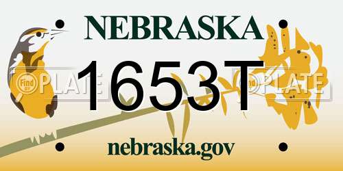 1653T Nebraska License Plate