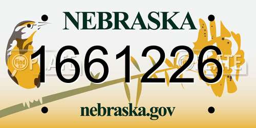 1661226 Nebraska License Plate