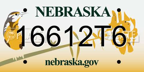 16612T6 Nebraska License Plate