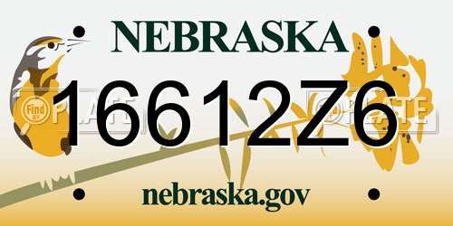 16612Z6 Nebraska License Plate