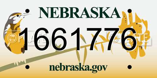 1661776 Nebraska License Plate