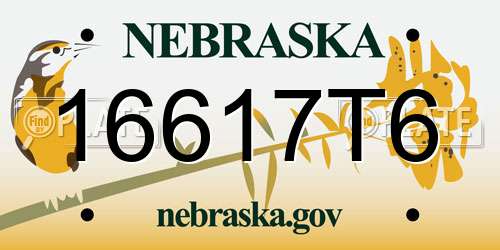 16617T6 Nebraska License Plate