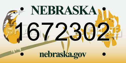 1672302 Nebraska License Plate