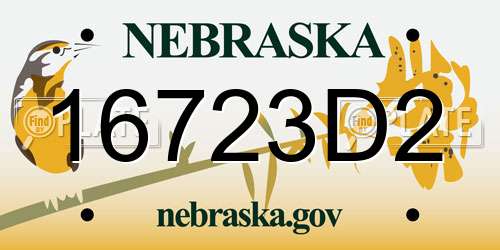 16723D2 Nebraska License Plate