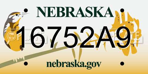 16752A9 Nebraska License Plate