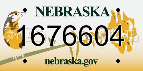 1676604 Nebraska License Plate