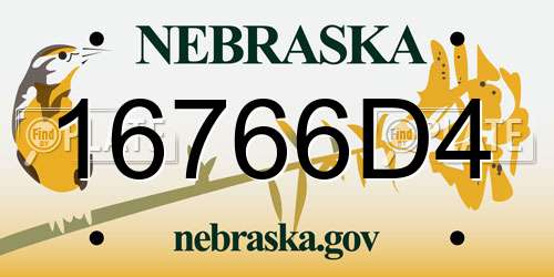 16766D4 Nebraska License Plate