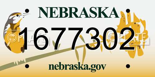 1677302 Nebraska License Plate