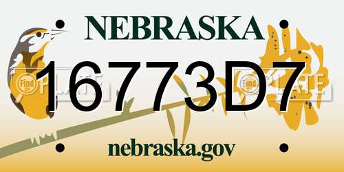16773D7 Nebraska License Plate