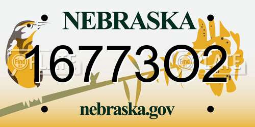 16773O2 Nebraska License Plate