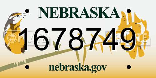 1678749 Nebraska License Plate