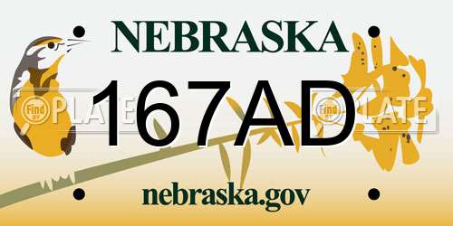 167AD Nebraska License Plate