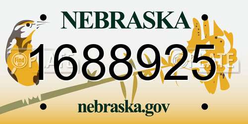 1688925 Nebraska License Plate