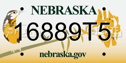 16889T5 Nebraska License Plate