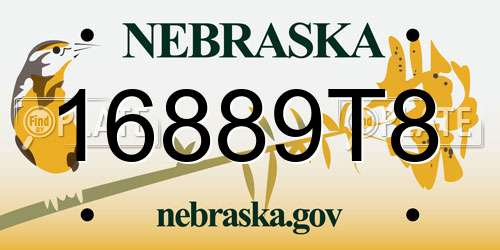 16889T8 Nebraska License Plate