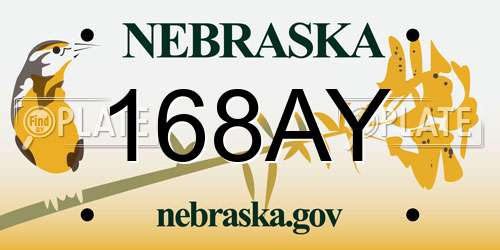 168AY Nebraska License Plate