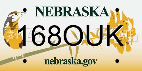 168OUK Nebraska License Plate